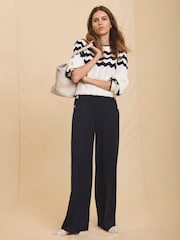 Mint Velvet Blue Button Front Wide Trousers - Image 5 of 7