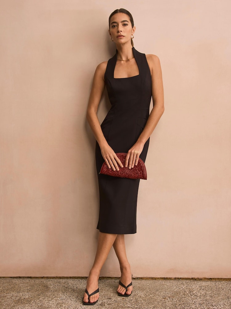 black sleeveless fitted dress Theory Sleeveless Fitted Dress in Black