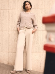 Mint Velvet Natural Side Stripe Wide Trousers - Image 5 of 7