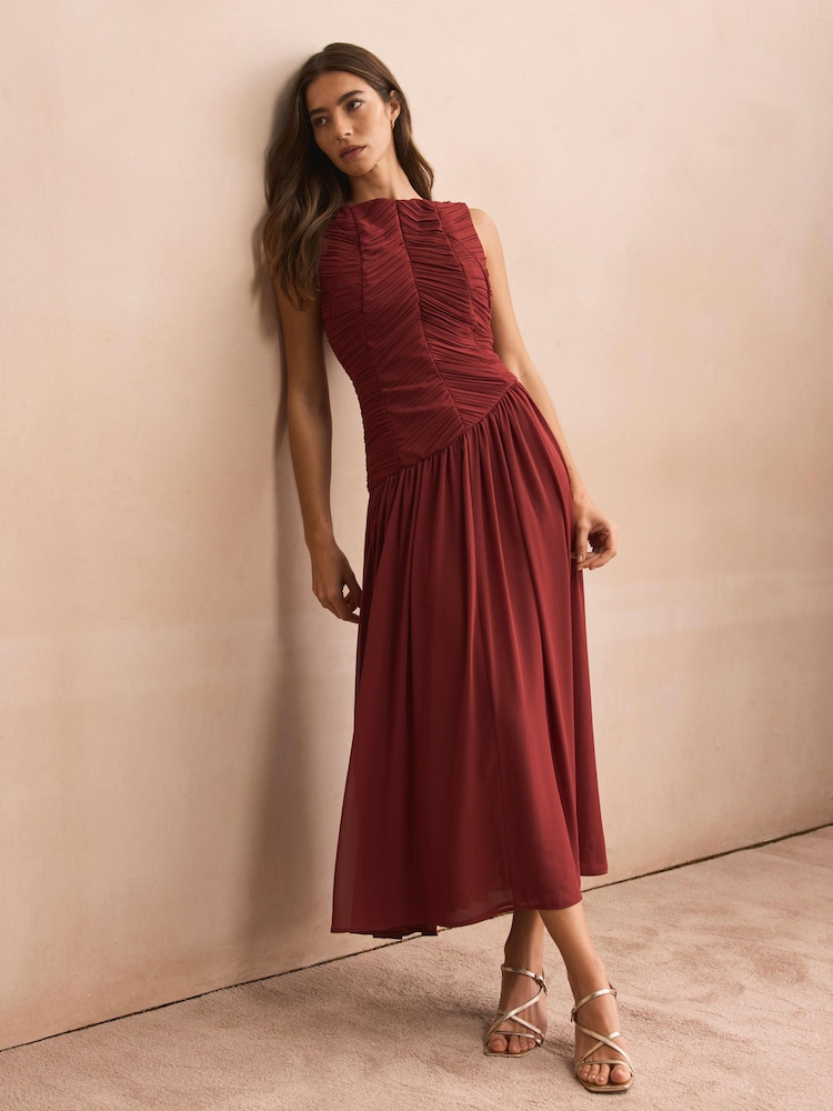 Mint Velvet Ruched Detail Midi Dress - תמונה 1 מתוך 8 Mint Velvet Ruched Detail Midi Dress - תמונה 1 מתוך 8