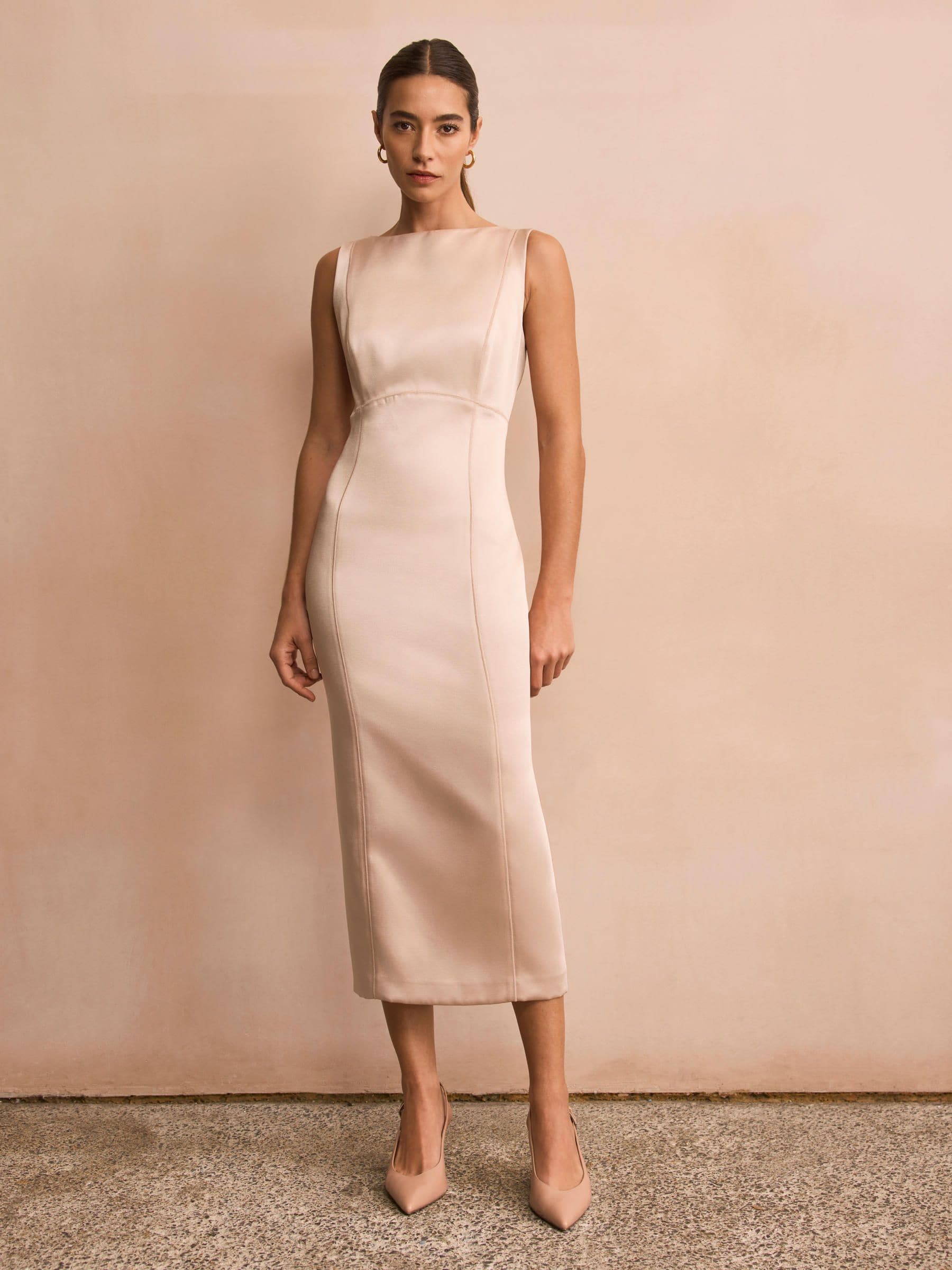 Buy Mint Velvet Gold Satin Midi Shift Dress from Next USA