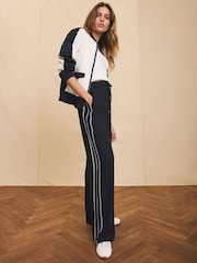 Mint Velvet Blue Scallop Striped Wide Trousers - Image 5 of 10