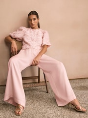 Mint Velvet Pink Textured Puff Sleeve Blouse - Image 2 of 8