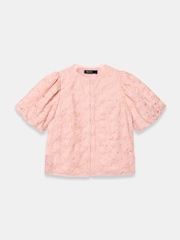 Mint Velvet Pink Textured Puff Sleeve Blouse - Image 7 of 8