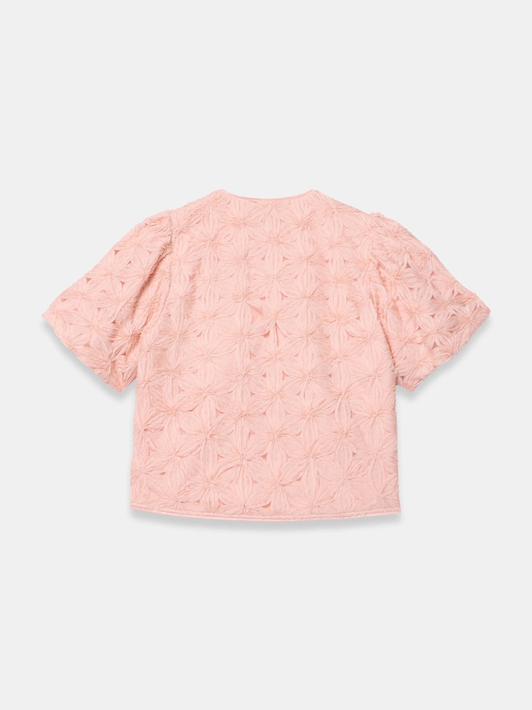 Mint Velvet Pink Textured Puff Sleeve Blouse - Image 8 of 8