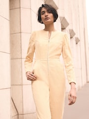 Mint Velvet Yellow Cotton Corduroy Jumpsuit - Image 4 of 8