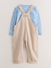 Baker by Ted Baker Blue Stone Dungaree and Graphic T-Shirts Set - Image 3 of 15