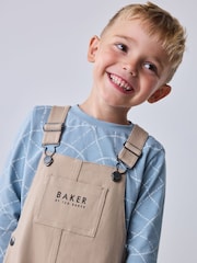 Baker by Ted Baker Blue Stone Dungaree and Graphic T-Shirts Set - Image 4 of 15
