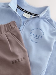 Baker by Ted Baker Funnel Zip Neck Blue/Brown Sweatshirt and Joggers Set - Image 10 of 14