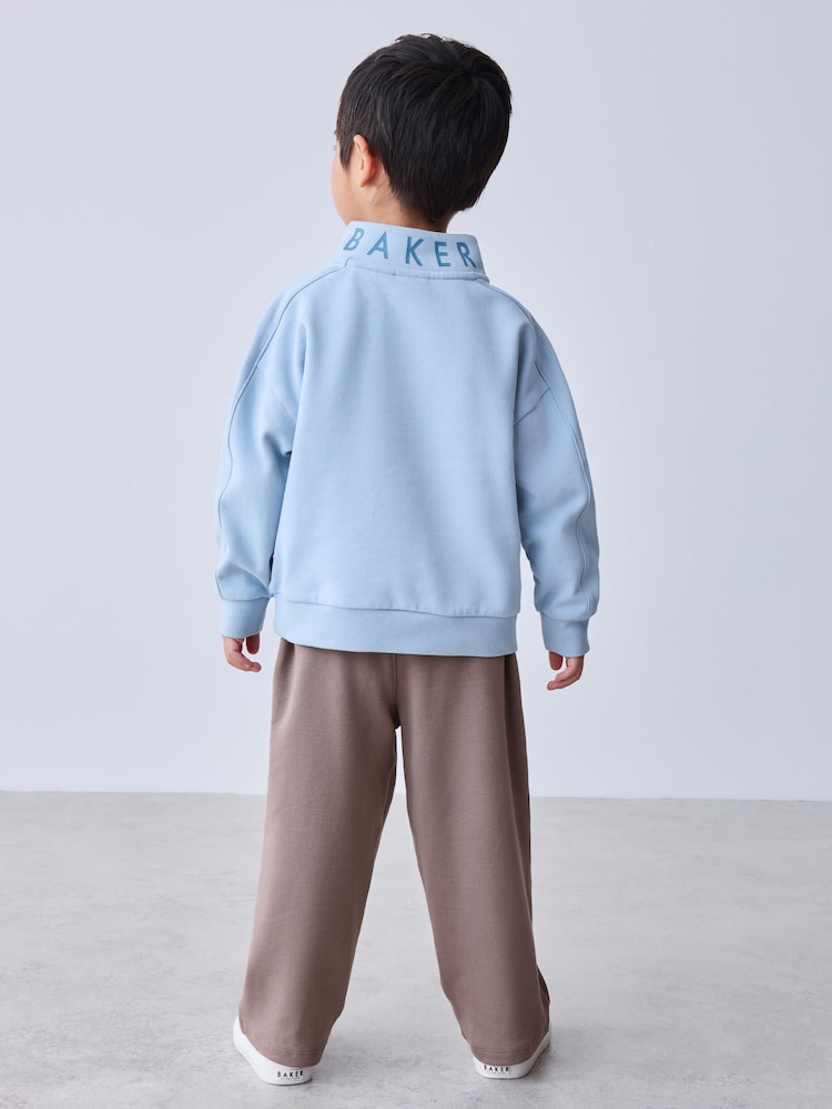 Baker by Ted Baker Funnel Zip Neck Blue/Brown Sweatshirt and Joggers Set - Image 2 of 14 Baker by Ted Baker Funnel Zip Neck Blue/Brown Sweatshirt and Joggers Set - Image 2 of 14