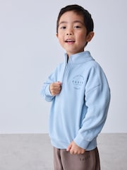 Baker by Ted Baker Funnel Zip Neck Blue/Brown Sweatshirt and Joggers Set - Image 3 of 14