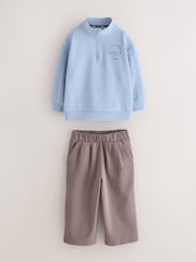 Baker by Ted Baker Funnel Zip Neck Blue/Brown Sweatshirt and Joggers Set - Image 8 of 14