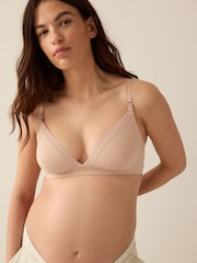 Almond Hubad - Smoothing Lace Trimmed Maternity & Nursing Bra with Motion Flex Technology - Larawan 1 ng 7