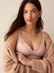 Blush Pink Padded Non Wire Comfort Lace Maternity & Nursing Bra - Image 1 of 8