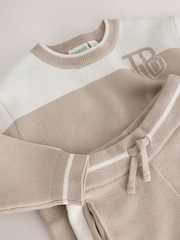 Baker by Ted Baker Neutral Stone Colourblock Knitted Sweat Top & Jogger Set - Image 10 of 12
