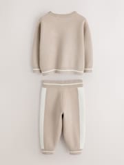 Baker by Ted Baker Neutral Stone Colourblock Knitted Sweat Top & Jogger Set - Image 9 of 12