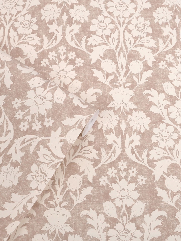 Laura Ashley Plaster Pink Semington Silhouette 10M Wallpaper - Image 1 of 4