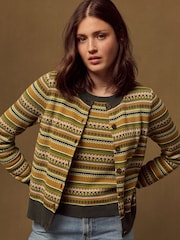 Green Fairisle Soft Touch Cotton Rich Open Layer Cardigan - Image 2 of 8