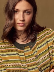 Green Fairisle Soft Touch Cotton Rich Open Layer Cardigan - Image 5 of 8