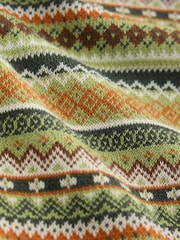 Green Fairisle Soft Touch Cotton Rich Open Layer Cardigan - Image 8 of 8