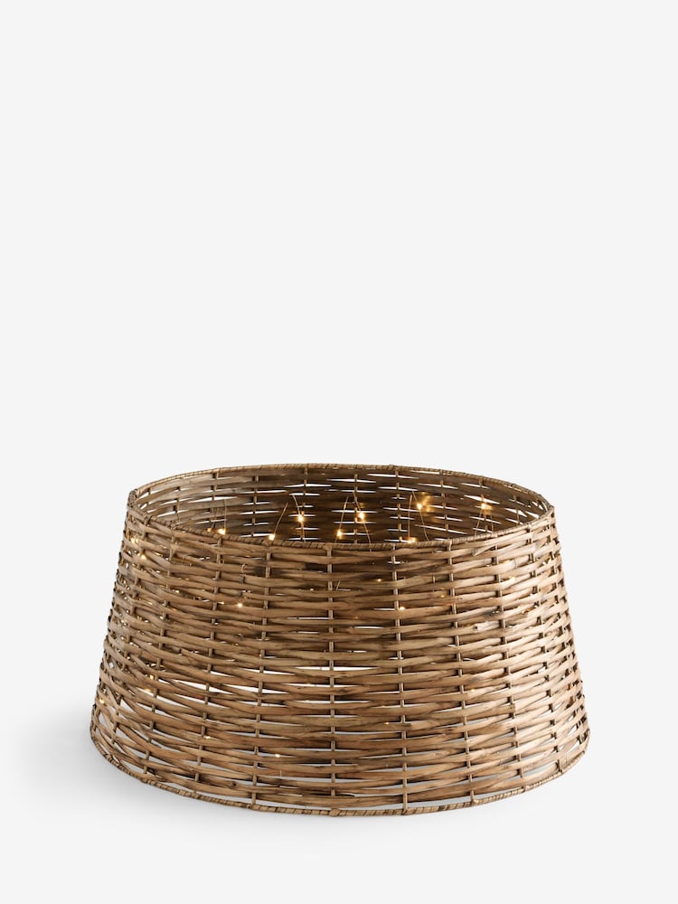 Natural Christmas Lit Wicker Tree Skirt - Image 2 of 5 Natural Christmas Lit Wicker Tree Skirt - Image 2 of 5