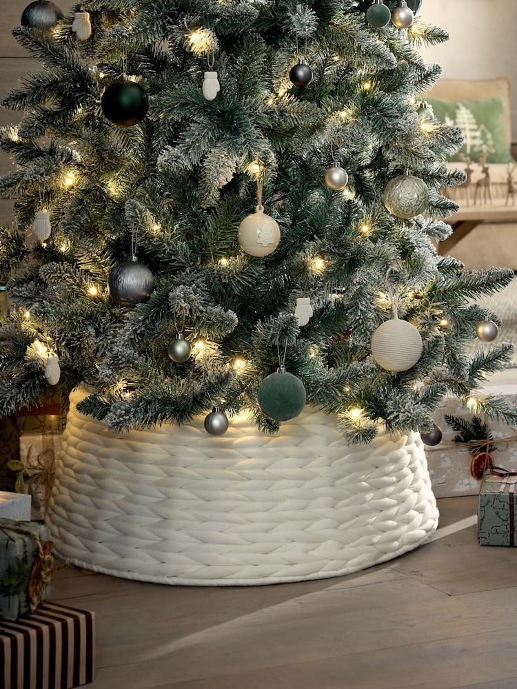 White Chunky Knit Tree Skirt - Image 1 of 3