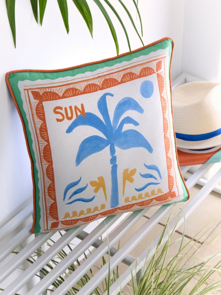 Fusion Multi Soleil Palm Outdoor Water Resistant Filled Cushion - Image 1 of 3