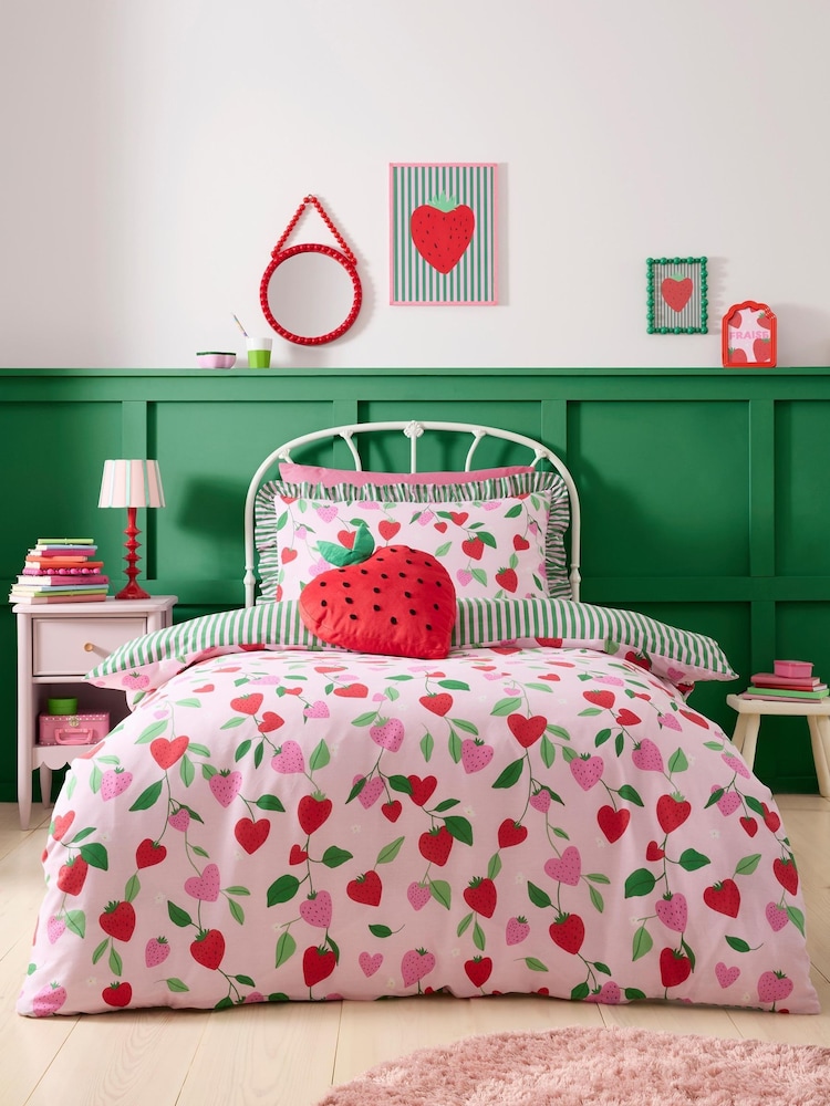 Bedlam Red Strawberry Velvet Shaped Cushion - Image 4 of 4