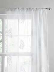 Appletree White Leaf Embroidery Slot Top Voile Panel Curtains - Image 2 of 3