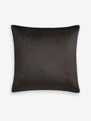 Blue/Brown 50 x 50cm Matte Velvet Contrast Pipe Cushion - Image 3 of 4