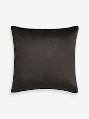 Blue/Brown 50 x 50cm Matte Velvet Contrast Pipe Cushion - Image 4 of 4