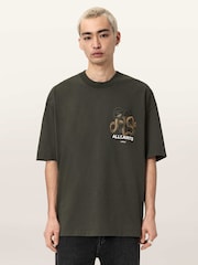 AllSaints Green Reticulate Short Sleeve Crew Neck T-Shirt - Image 8 of 9