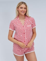 Boux Avenue Red Gingham Cotton Short Pyjamas Set - Image 1 of 6