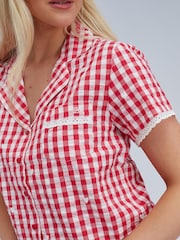 Boux Avenue Red Gingham Cotton Short Pyjamas Set - Image 2 of 6