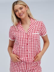 Boux Avenue Red Gingham Cotton Short Pyjamas Set - Image 4 of 6
