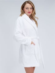 Boux Avenue White Heart Towelling Short Robe - Image 4 of 6