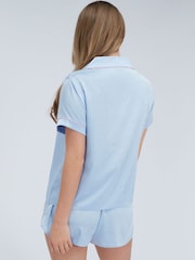 Boux Avenue Blue Bow Satin Short Pyjamas Set - Image 3 of 6