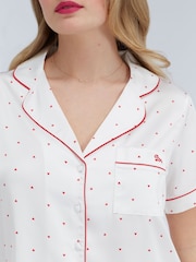 Boux Avenue White Heart Satin Short Pyjamas Set - Image 4 of 6