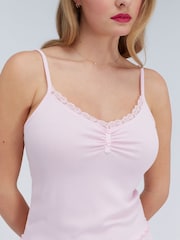 Boux Avenue Pink Lace Rib Pyjamas Set - Image 4 of 9