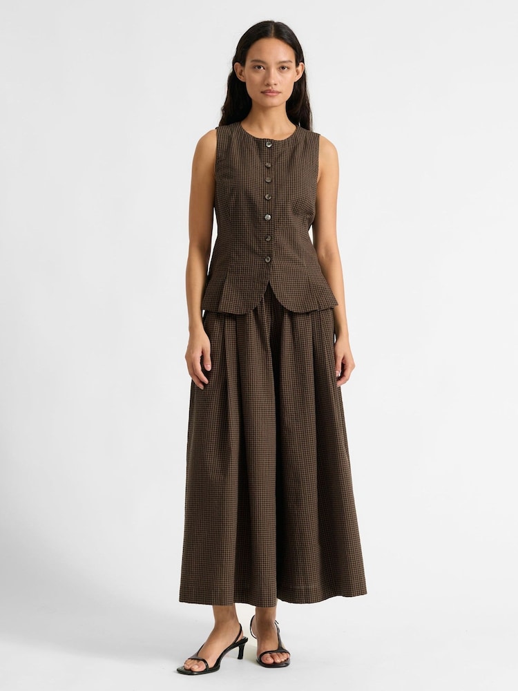 Chocolate Gingham Culottes - Image 1 of 5