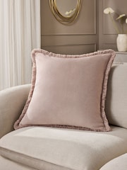Stone 59 x 59cm Soft Velour Fringe Cushion - Image 2 of 5