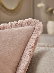 Stone 59 x 59cm Soft Velour Fringe Cushion - Image 3 of 5