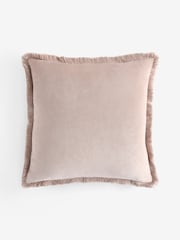 Stone 59 x 59cm Soft Velour Fringe Cushion - Image 4 of 5