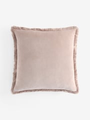 Stone 59 x 59cm Soft Velour Fringe Cushion - Image 5 of 5