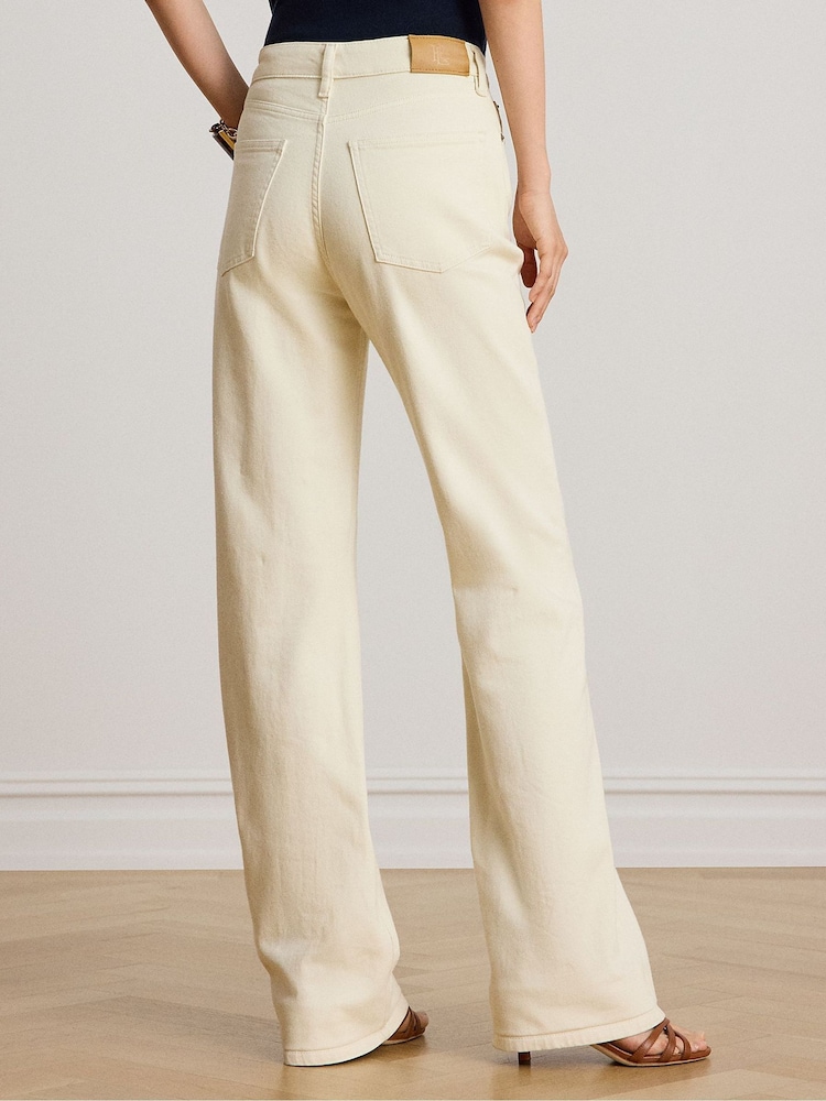 Lauren Ralph Lauren Cream Wash Slim Bootcut High Waisted Jeans - Image 2 of 6