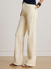 Lauren Ralph Lauren Cream Wash Slim Bootcut High Waisted Jeans - Image 3 of 6