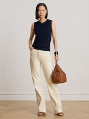 Lauren Ralph Lauren Cream Wash Slim Bootcut High Waisted Jeans - Image 5 of 6