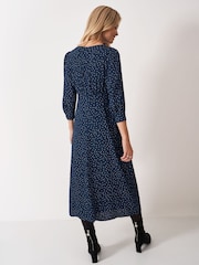Crew Clothing Blue Ella 3/4 Length Sleeve Tea Dress - Image 2 of 5