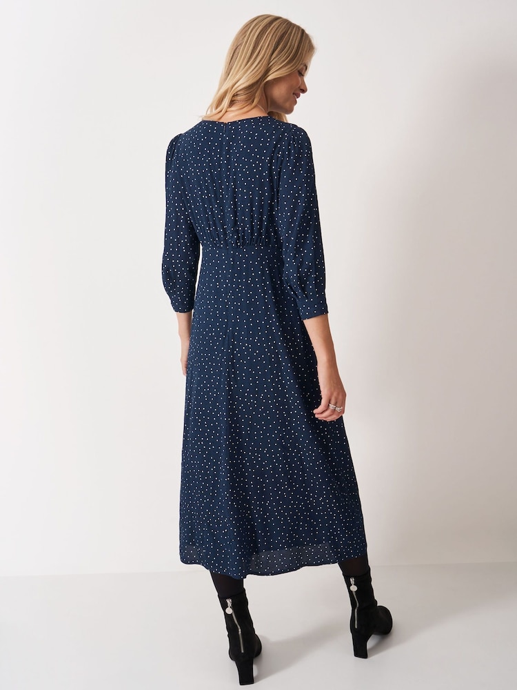 Crew Clothing Blue Ella 3/4 Length Sleeve Tea Dress - Image 2 of 5 Crew Clothing Blue Ella 3/4 Length Sleeve Tea Dress - Image 2 of 5