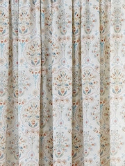 Dreams & Drapes Natural Edena Decorative Floral Pencil Pleat Curtains - Image 3 of 4